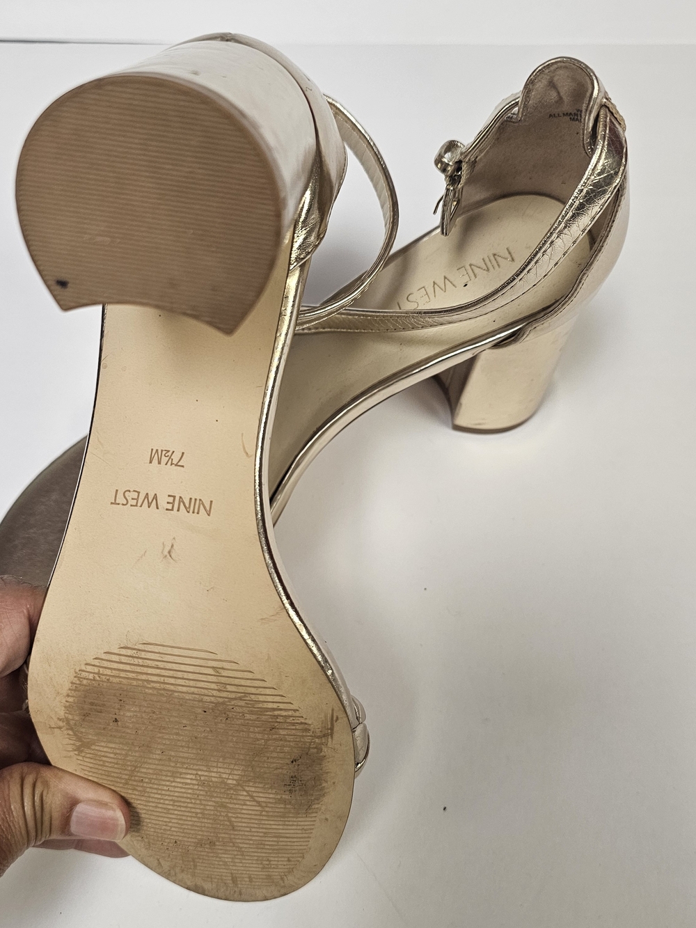 Nine West Gold Braided Strap Ankle‑Strap Sandals - Picture 4 of 5